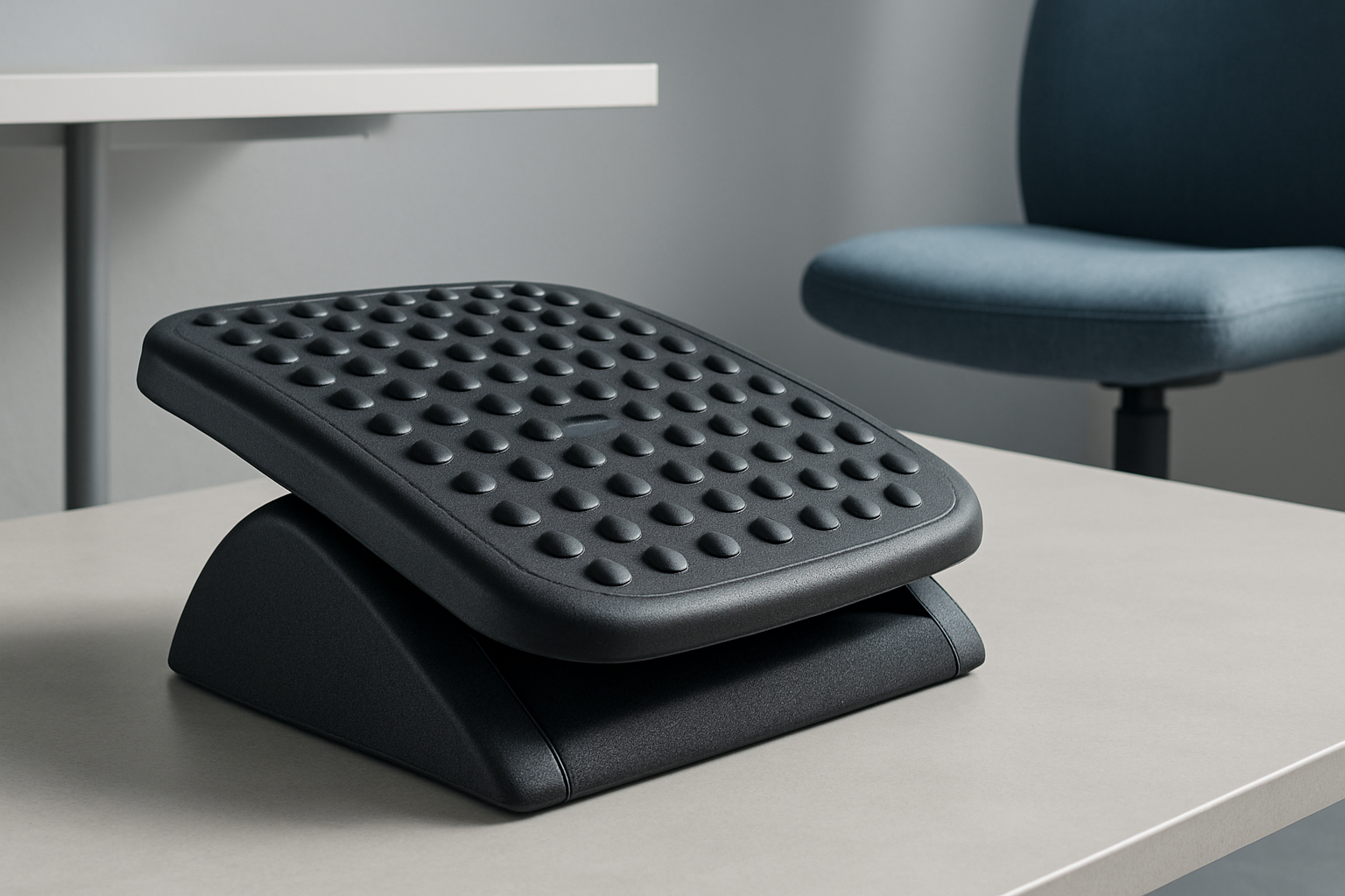 Ergonomic under desk footrest in a modern home office